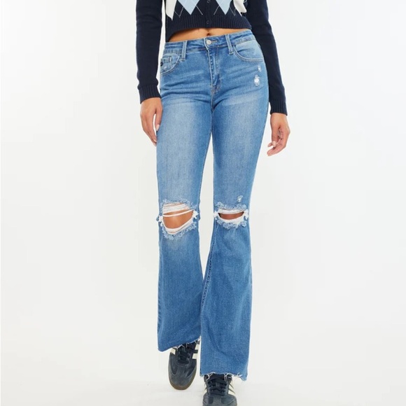 KanCan Flare Jeans Denim High Rise Boot Cut 13 30 Distressed - Picture 3 of 9